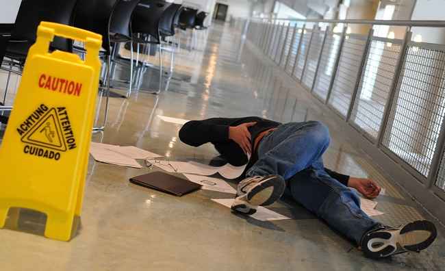 Slippery wet floor