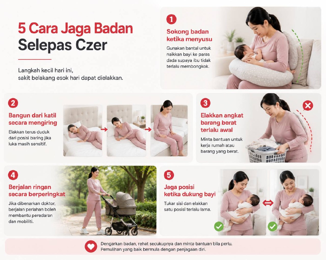 5 cara jaga badan selepas czer untuk kurangkan sakit belakang