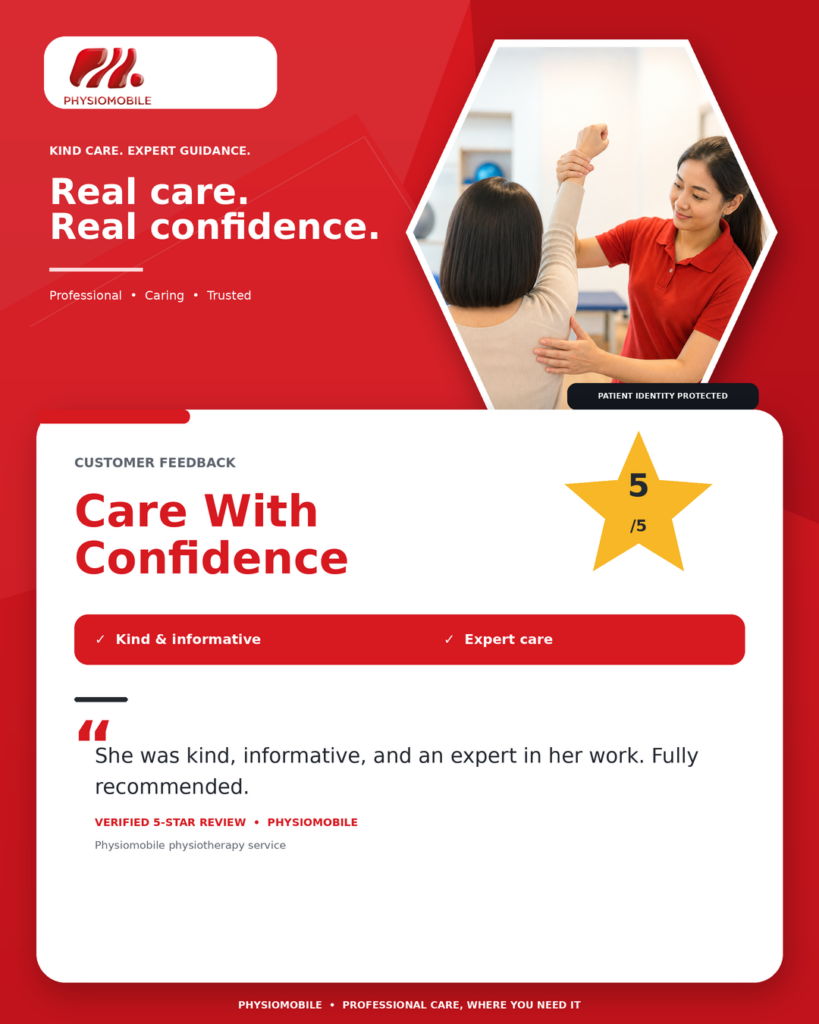 Physiomobile testimonial poster kind expert care