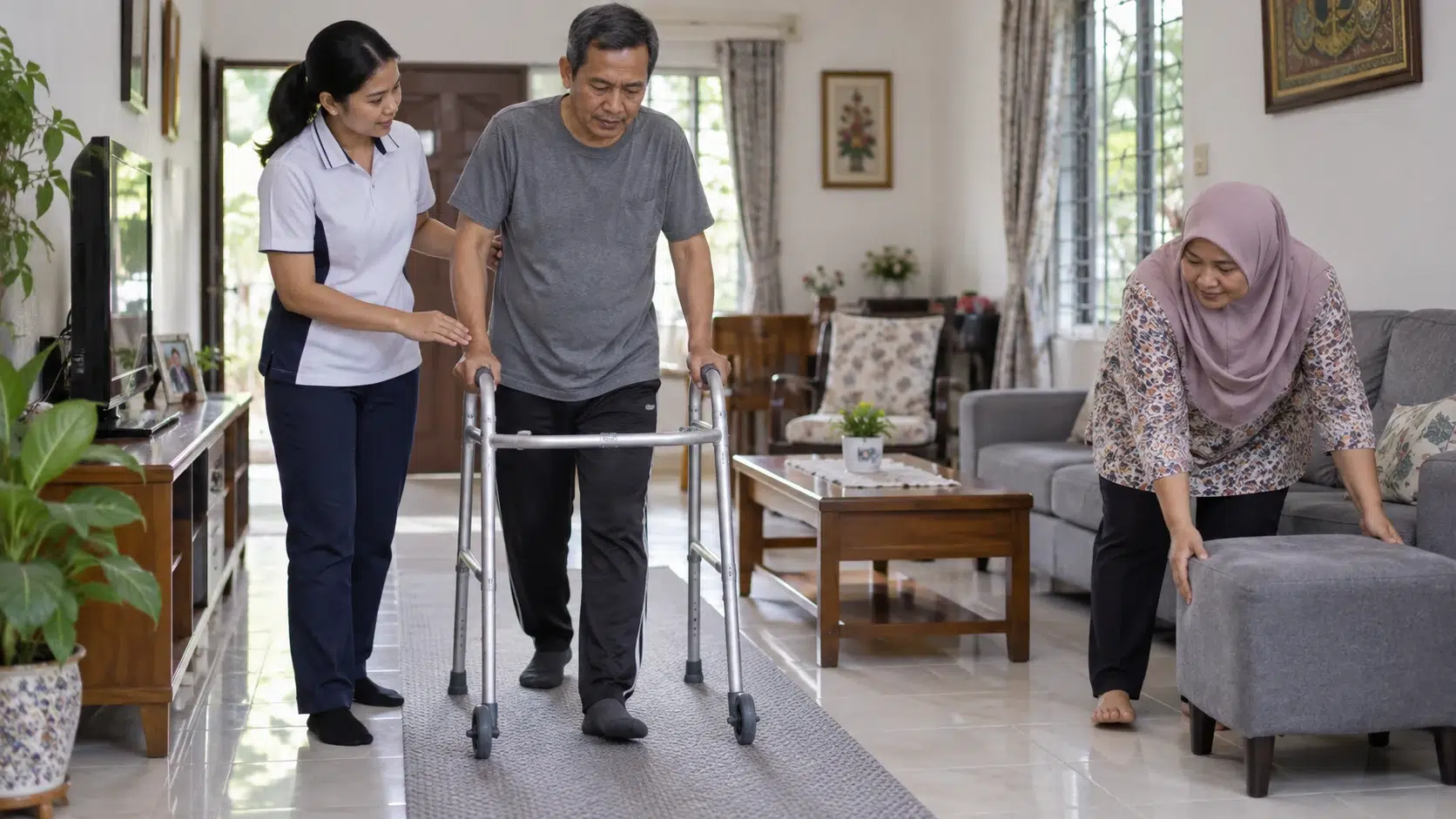 Rawatan Fisioterapi di Rumah | Sekitar Klang 6 Latihan berjalan di rumah dengan alat bantuan dan pengawasan