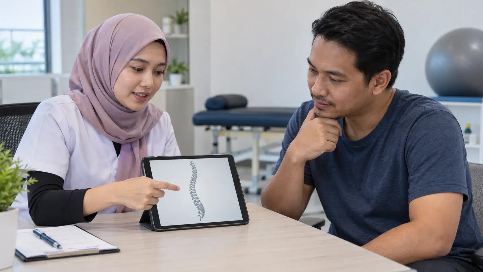 Ilustrasi cakera tulang belakang dan akar saraf