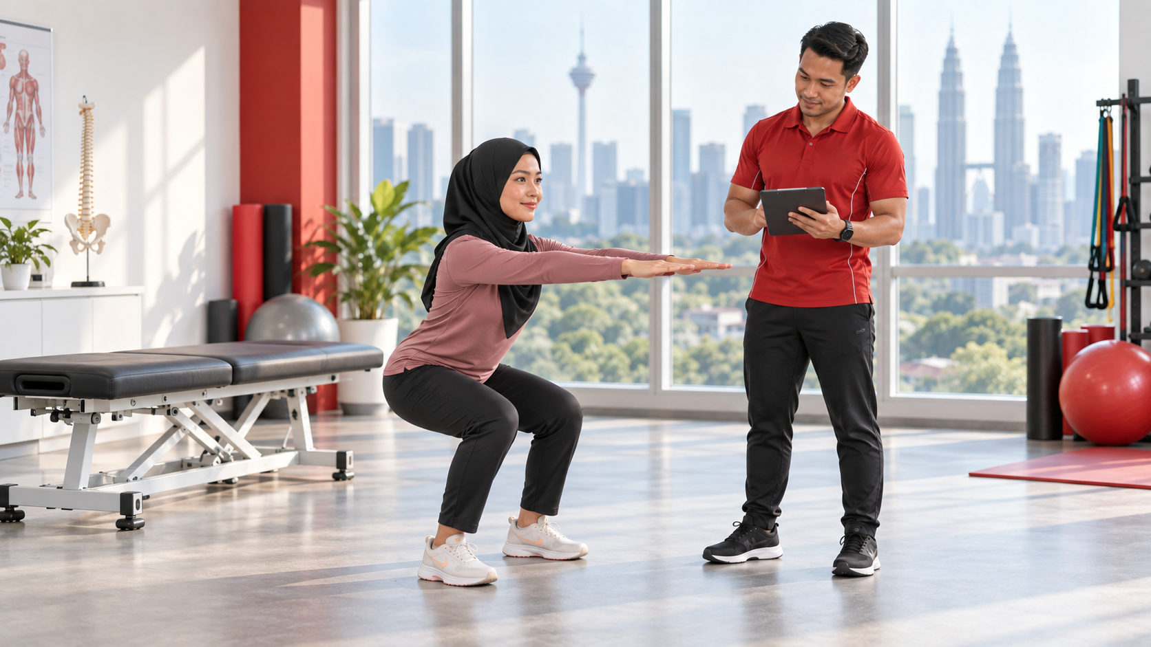 Lutut Berbunyi Tapi Tidak Sakit: Normal atau Perlu Diperiksa? 4 Fisioterapis memerhati pergerakan squat tanpa beban