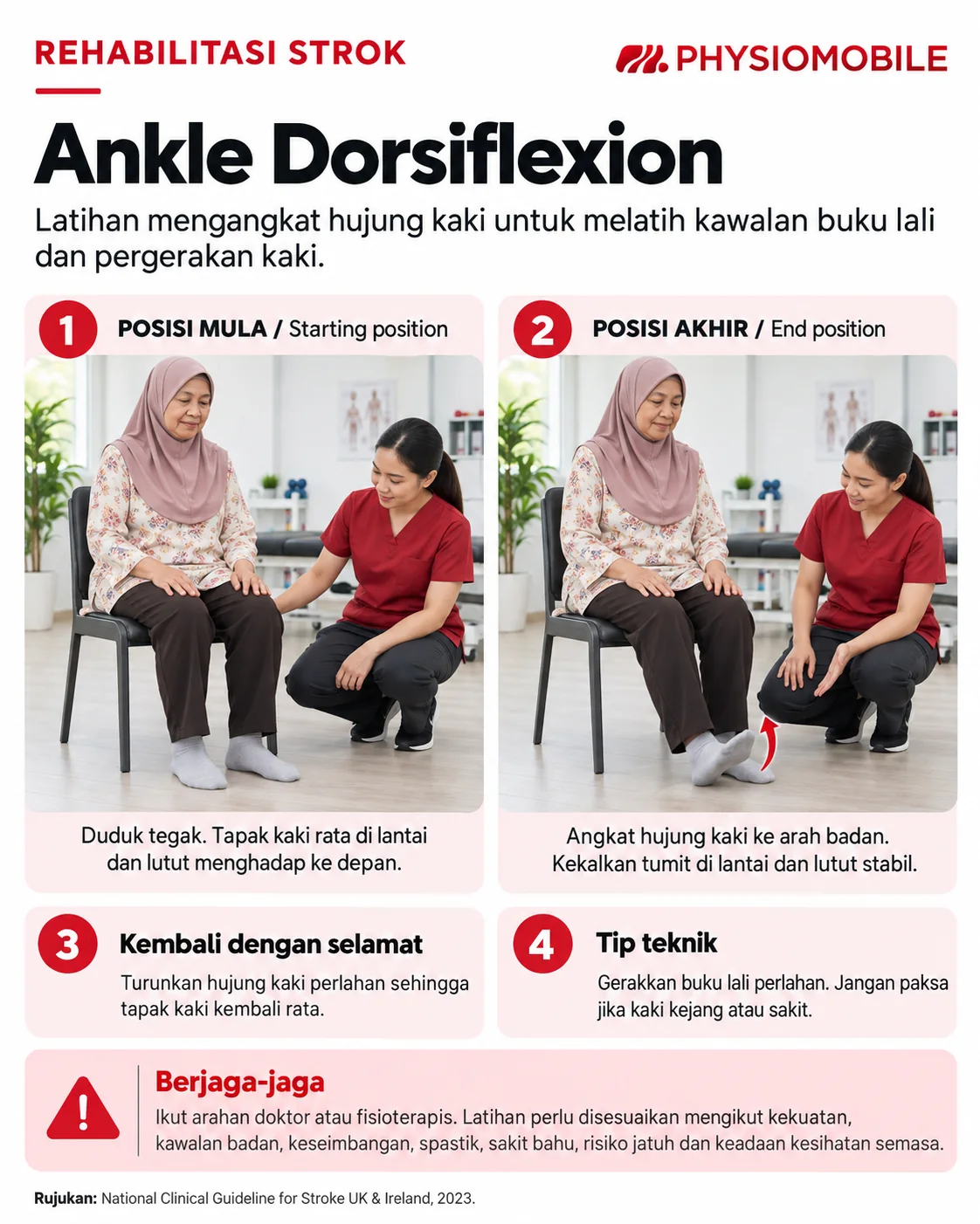 6 Tips bagi Pesakit Stroke di Rumah 1 Poster latihan ankle dorsiflexion untuk menggerakkan buku lali ke atas selepas strok