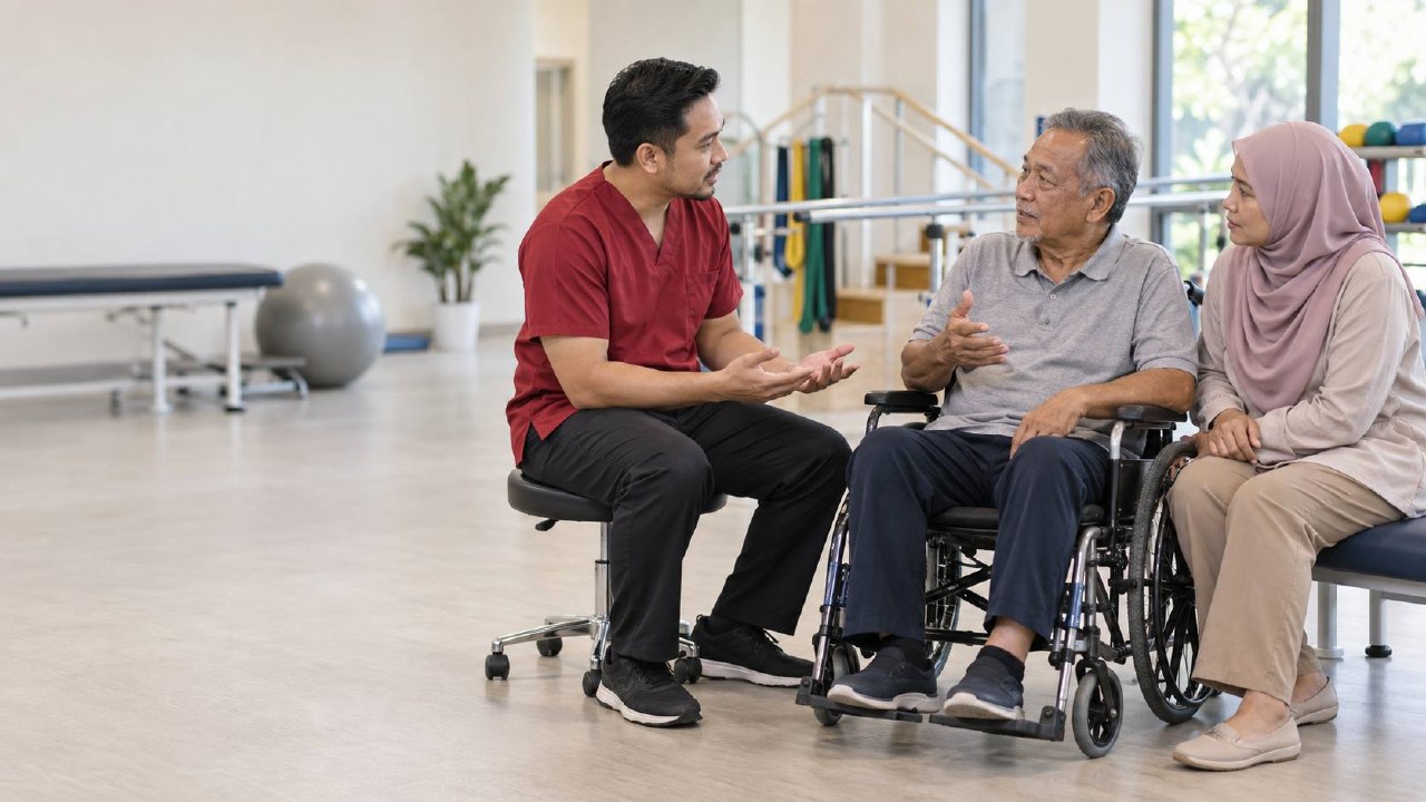 Punca Strok Sebelah Badan: Kenapa Kiri atau Kanan Lemah? 2 Perbincangan pelan rehabilitasi bersama pesakit dan penjaga