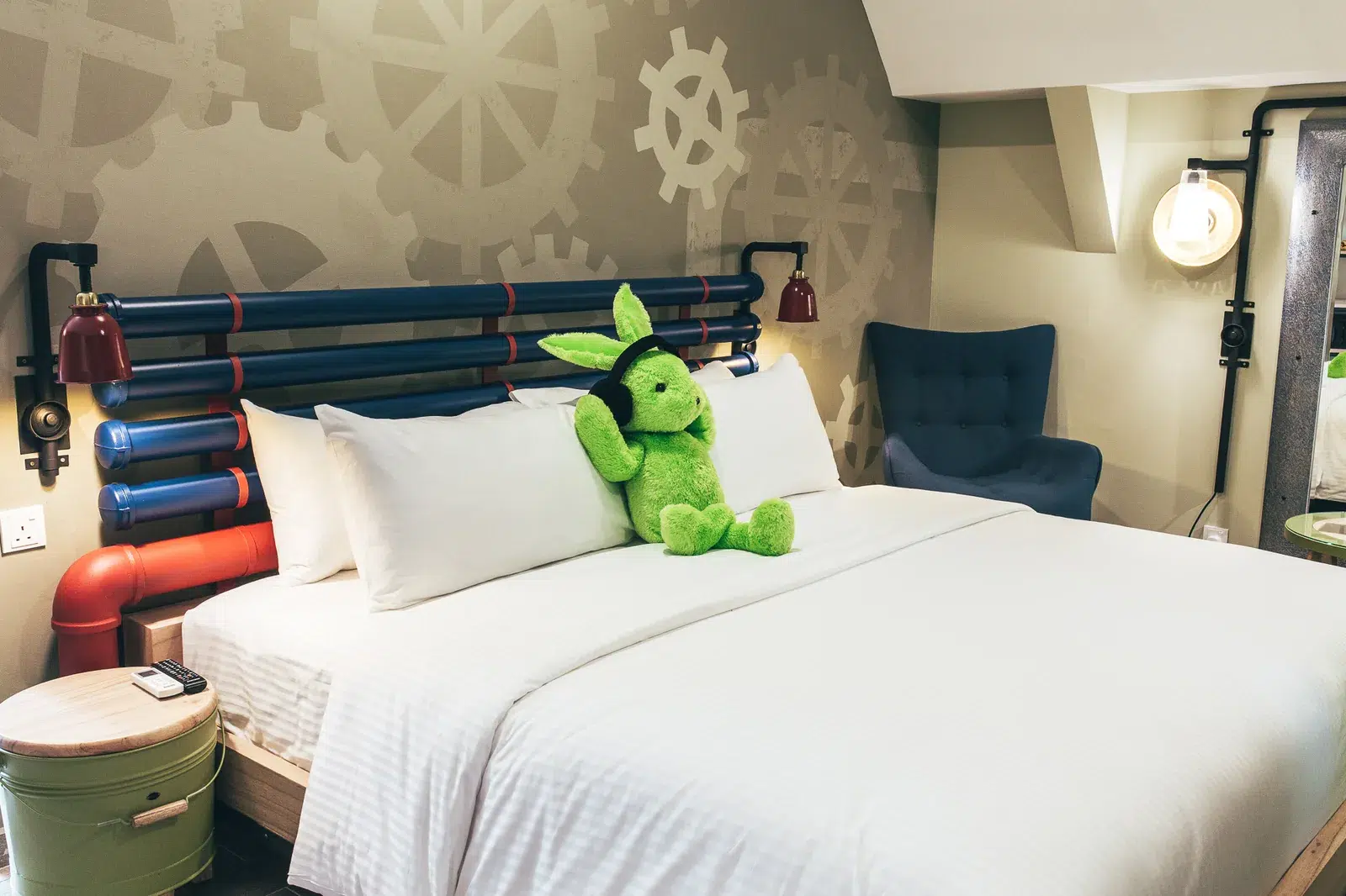 Rehabilitation at dash Box Hotel Cyberjaya 9 Guest room with industrial-style decor at dash Box Hotel Cyberjaya